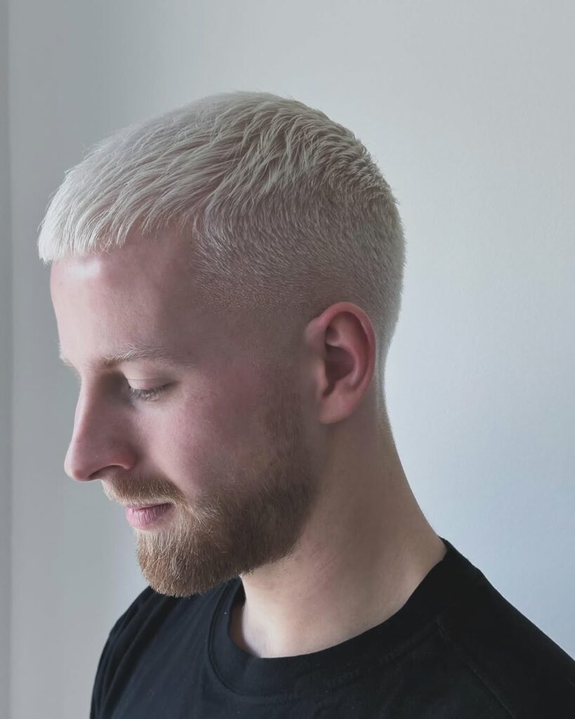 Blonde Ceaser Cut hairstyle