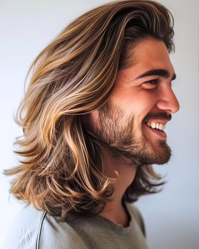 Layered wavy hairstyle for men