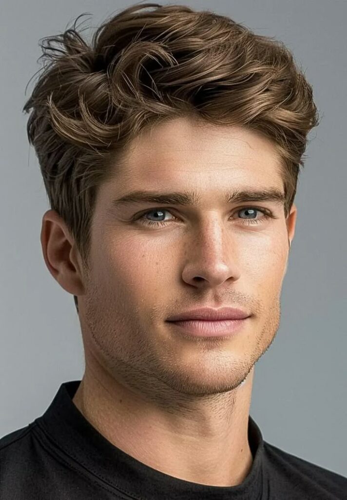 Medium length messy quiff hairstyle