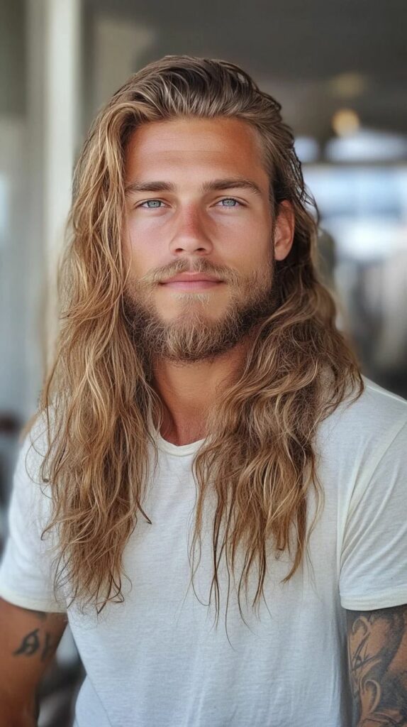 Mens long beachy waves Hairstyle