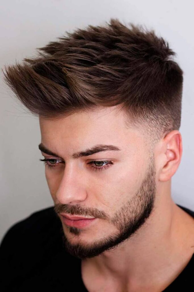 High fade with textured quiff